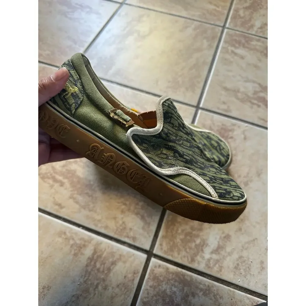 LAMB By Gwen Stefani Slip On Sneakers Army Green Printed Women's Size 9 L.A.M.B.